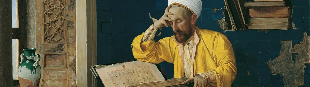 painting of a theologian, resting his head on his hand
